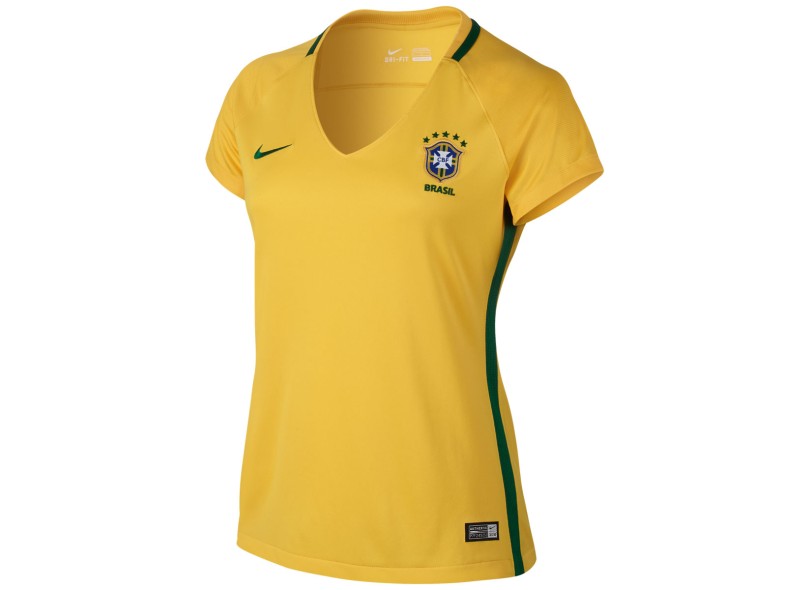 Camisa Torcedor feminina Brasil I 2016 com Número Nike