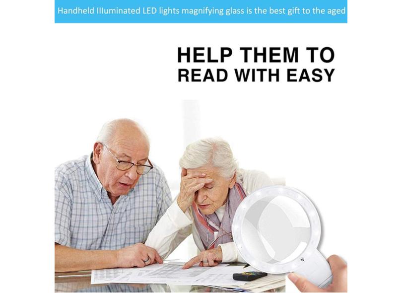 Led Lupa 30X Handheld Magnifier Reading amplia??O lente de vidro com o ...