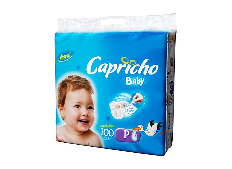 Fralda Capricho Baby Tamanho P Super Jumbo 100 Unidades