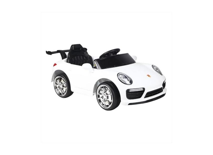 Carrinho Elétrico Infantil 12V Branco Controle 2em1 Volante