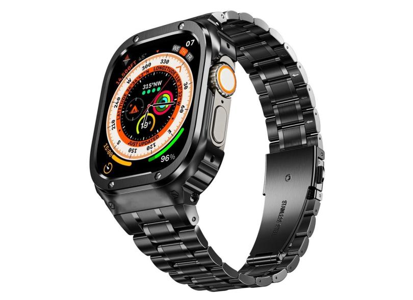 Watch Band + Case em aço inoxidável MiOhHR para Apple Watch