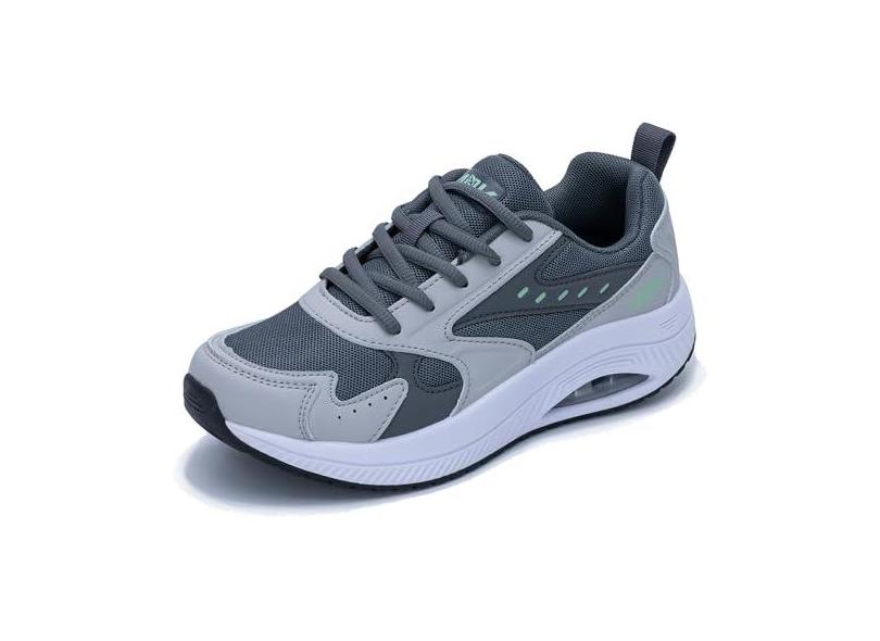 GANNOU Tênis de caminhada feminino com suporte de arco fascite plantar tênis de corrida ortopédico moderno, Verde (Greygreen), 37