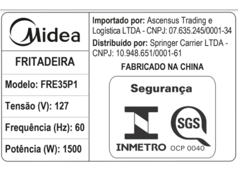Fritadeira Elétrica Sem óleo Midea DualCyclone FRE35P 3.5 l