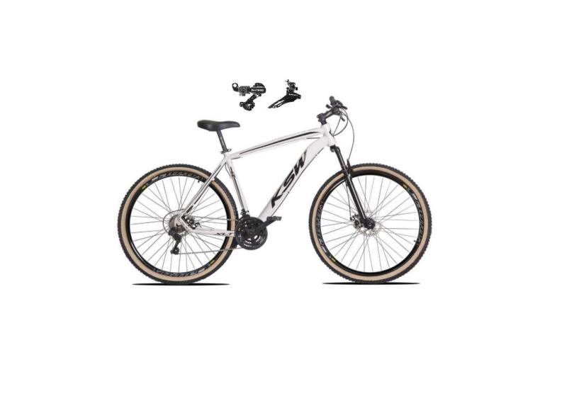  Bicicleta Aro 29 Ksw Xlt Alumínio 24v Câmbios Shimano Garfo Suspensão Pneu com Faixa Bege - Branco