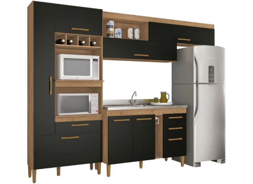 Cozinha Compacta 3 Gavetas 8 Portas para Micro-ondas / Forno Napoles Atualle Móveis