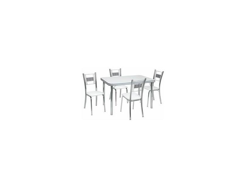 Conjunto de Mesa Mirela Branco Cromado 4 Cadeiras - Criativa