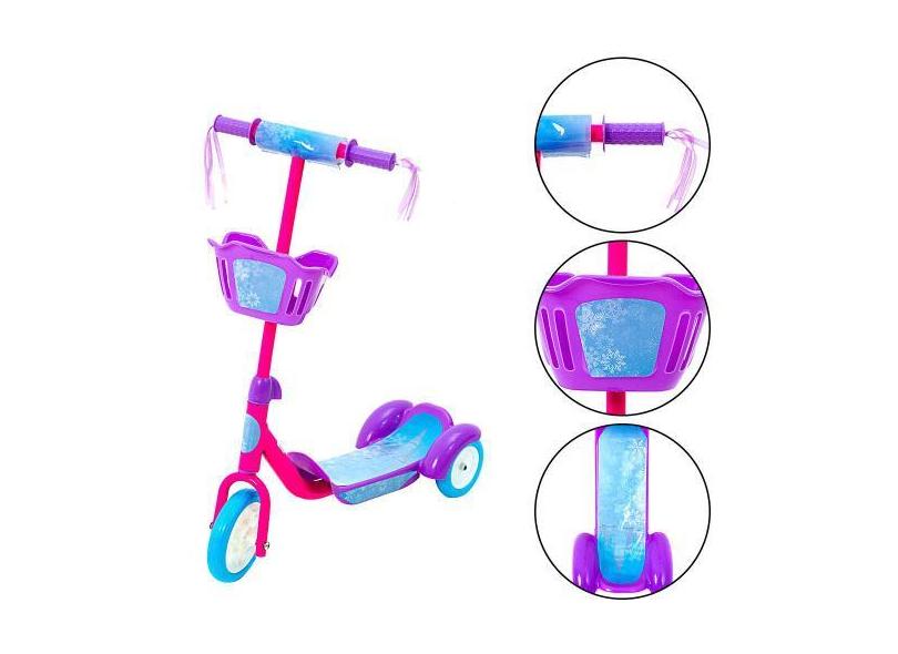 Patinete Para Criança De 3 Rodas Com Cesto Rosa E Roxo - Bbr - Bbr Toy