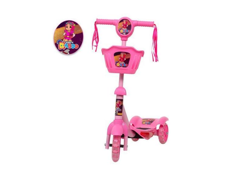 Patinete Rosa Infantil Cesta Regulável 20Kg Mundo De Kaboo - Toys 2U