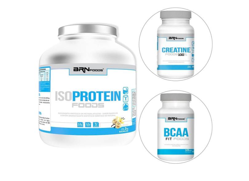 Kit IsoProtein Foods 2kg + BCAA Fit Foods 120tabs + Creatine Foods 100g ...