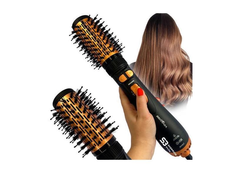 Escova secadora rotativa potente 1300w bivolt - Britania, Preto e Dour