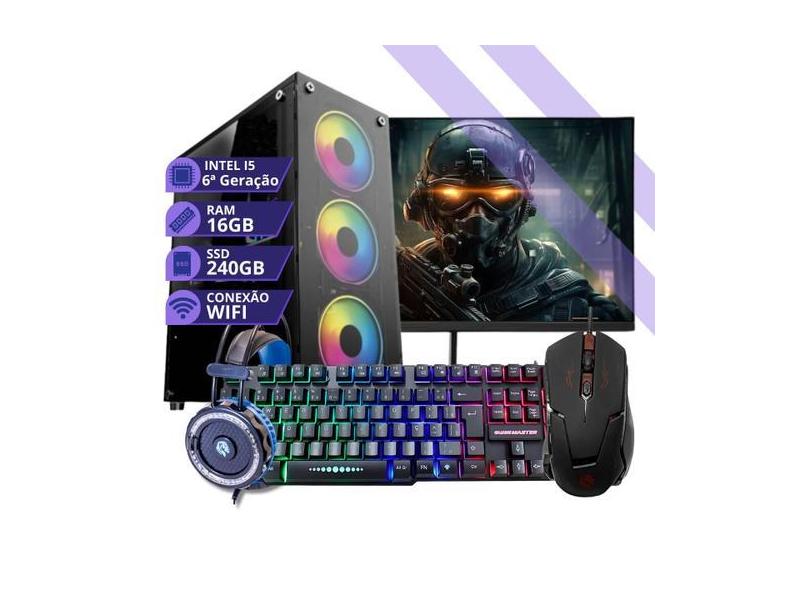 Pc Computador Gamer Completo Processador Ryzen 5 Memória 16gb SSD 480g