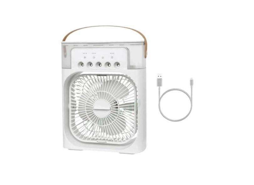 Ventilador Portátil Iluminação Umidificador Climatizador USB De Mesa (Branco)