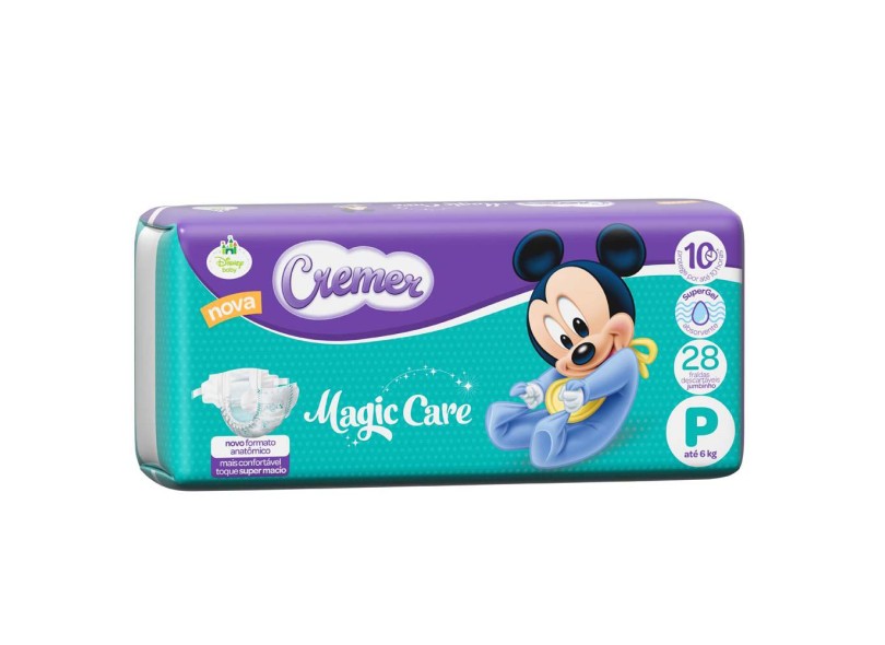 Fralda Cremer Disney Baby Magic Care P Jumbinho 28 Und Até 6kg
