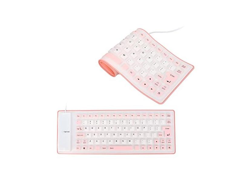 Teclado de silicone, teclado flexível dobrável com fio USB, 85 teclas, design totalmente selado, teclado macio silencioso, à prova d'água, à prova de poeira para PC, notebook, laptop ()