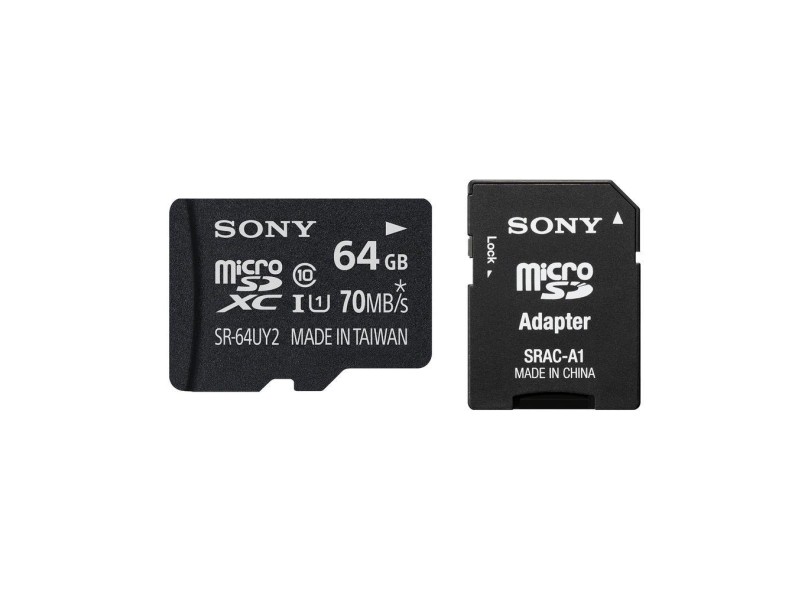 Cartão de Memória Micro SDXC com Adaptador Sony 64 GB SR64UY2