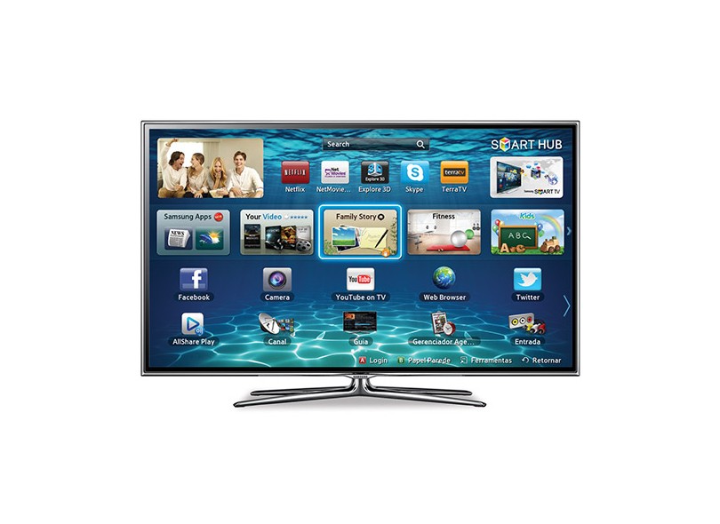 TV LED 55" Smart TV Samsung Série 6 3D Full HD 3 HDMI Conversor Digital Integrado UN55ES6800