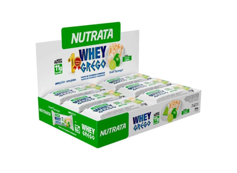 Barra De Proteína Whey Grego 40G 12 Unidades Nutrata Limão