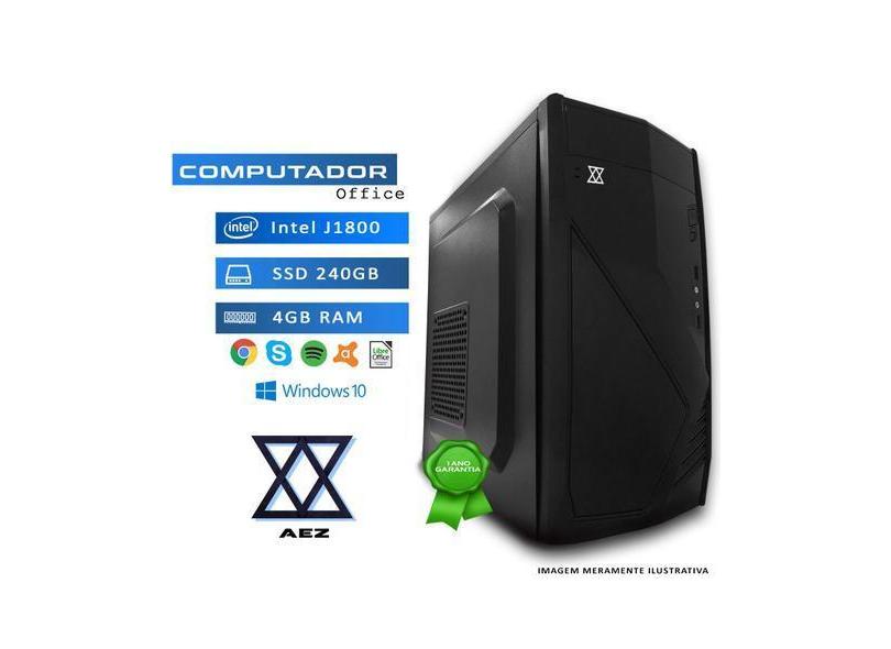 Computador Aez Intel J1800, 4Gb, Ssd 240Gb, Windows 10