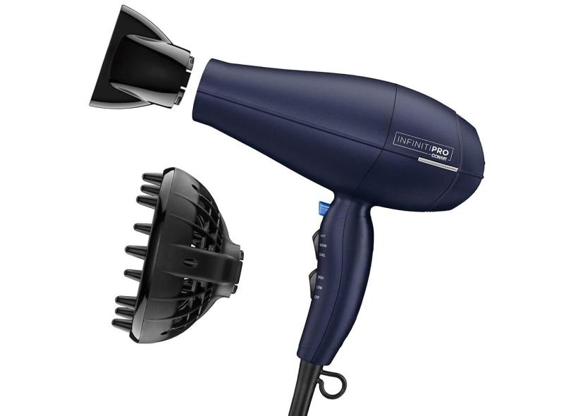 Conair infinitipro 1875 Watt Secador de cabelo modelado com textura de para ondas e cachos naturais, azul escuro