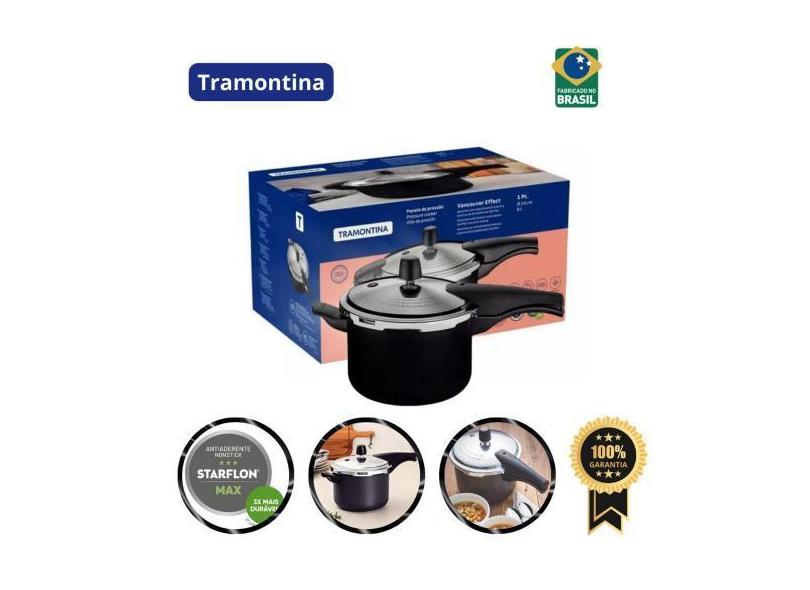 Panela De Pressão Preta 20cm 4,5L Vancouver Effect Preto Tramontina