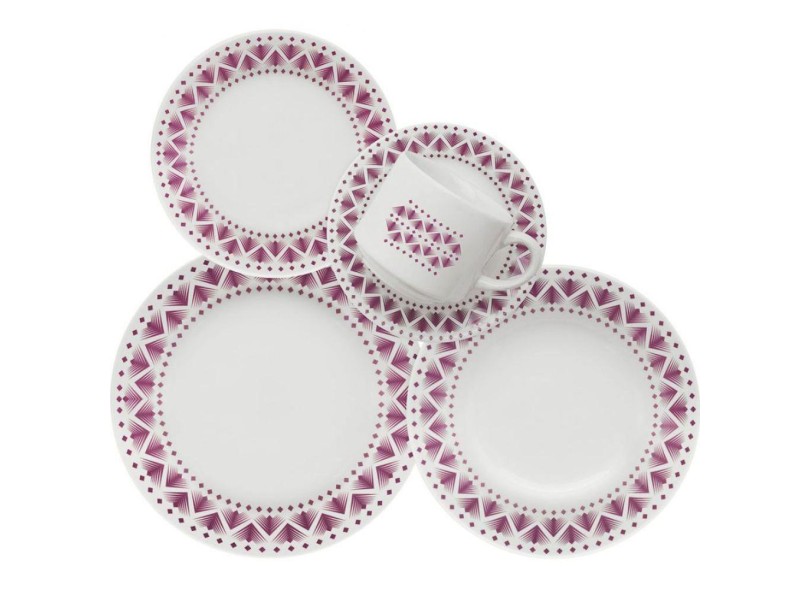 Aparelho de Jantar Redondo de Cerâmica 20 peças - Donna Maia Oxford Porcelanas