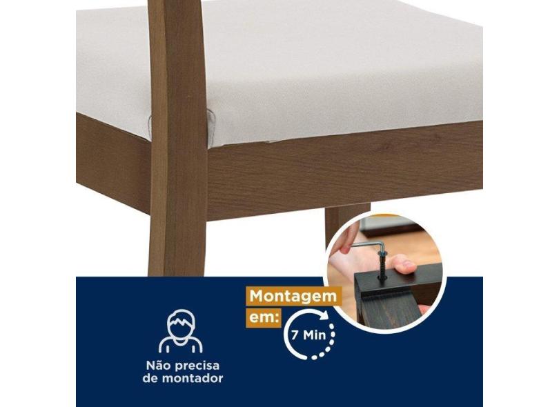 Conjunto Mesa Extensível Oval 4 Cadeiras Madeira Maciça Encosto