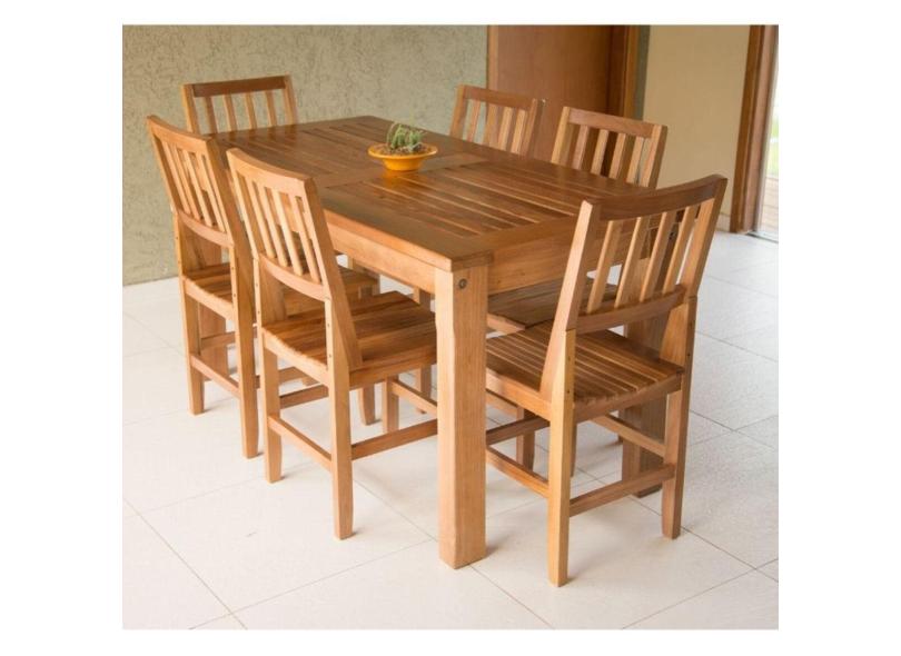 Conjunto Mesa Jantar Ripada 1,60m 6 Cadeiras Confort Madeira