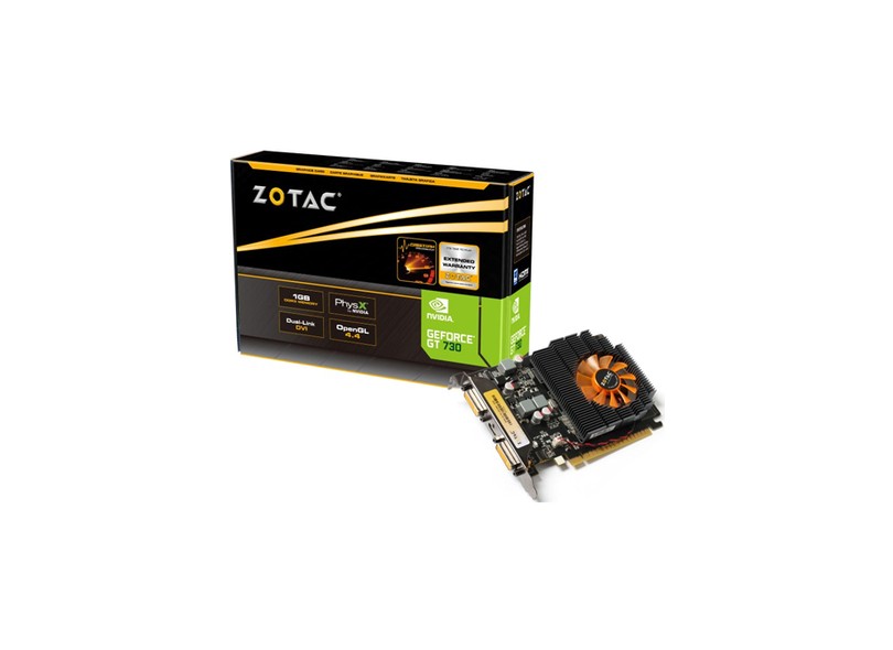 Placa de Video NVIDIA GeForce T 730 1 GB DDR3 128 Bits Zotac ZT-71104-10L