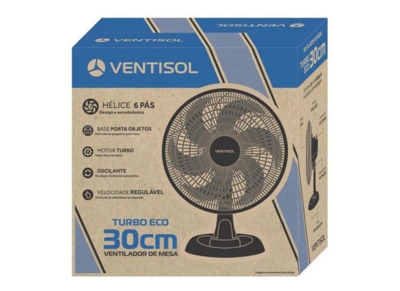 Ventilador De Mesa Turbo Eco 30cm Preto 110v Ventisol 127V