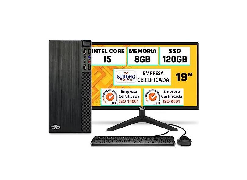 Computador Completo Intel Core i5 8GB SSD 120GB Monitor 19" Hdmi Teclado e Mouse Strong Tech