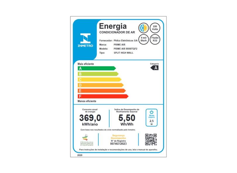 Ar-Condicionado Split Hi Wall Prime Air 9000 BTUs Quente/Frio Inverter 9000ITQF