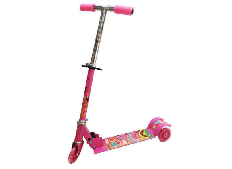 Patinete Com 3 Rodas E Luz - Rosa - SK19800-A