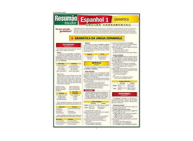 Resumão. Espanhol 1. Gramatica - Capa Comum - 9788577111879
