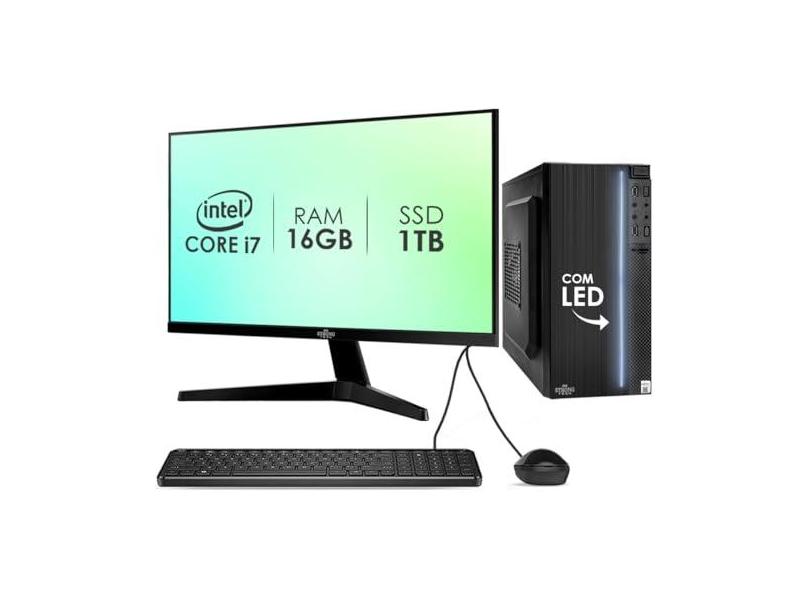 Computador Completo Intel Core i7 16GB SSD 1TB Monitor 17" 4 Núcleos Super Turbo Pc Hdmi Teclado e Mouse Strong Tech