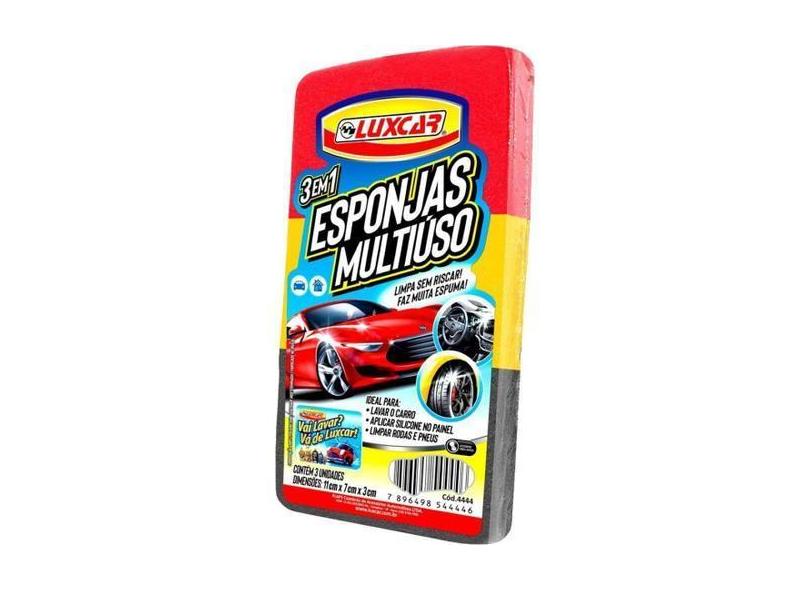 Kit 3 em 1 esponjas multiúso limpa rodas e pneus sem riscar - LUXCAR