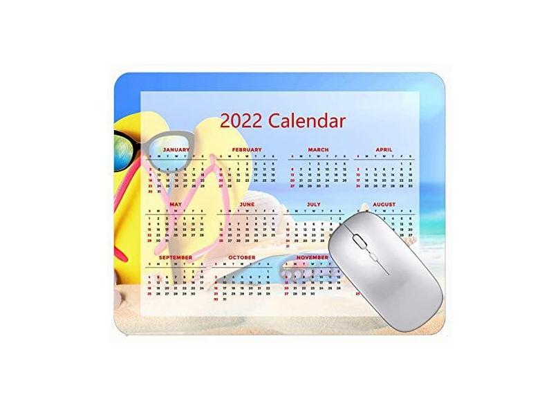 Mouse pad de calendário 2022 para jogos, mouse pad com flip, óculos de sol, mouse pads com estrela do mar