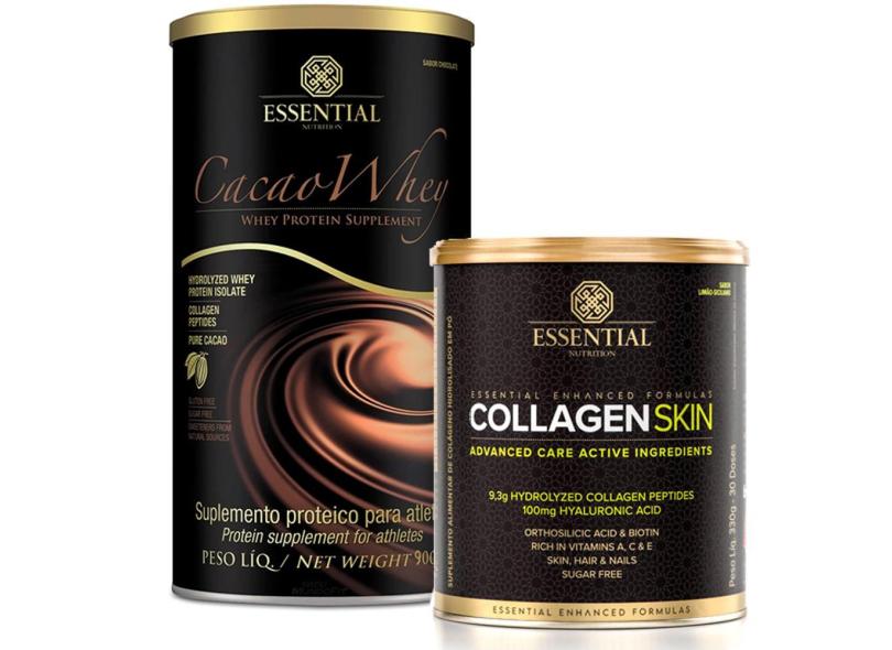 KIT CACAO WHEY PROTEIN 900G + COLLAGEN SKIN 330G ESSENTIAL Essential Nutrition 