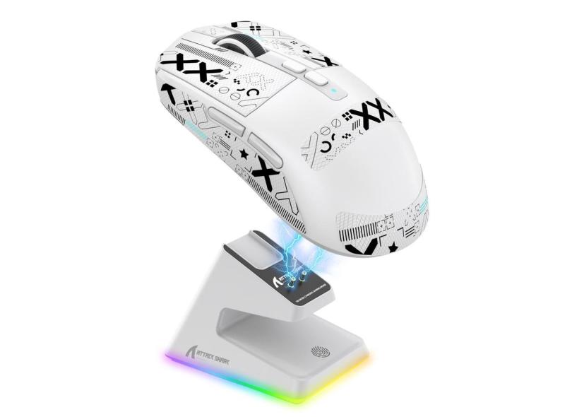 Mouse sem fio para jogos attack shark X6 26K dpi rgb Branco
