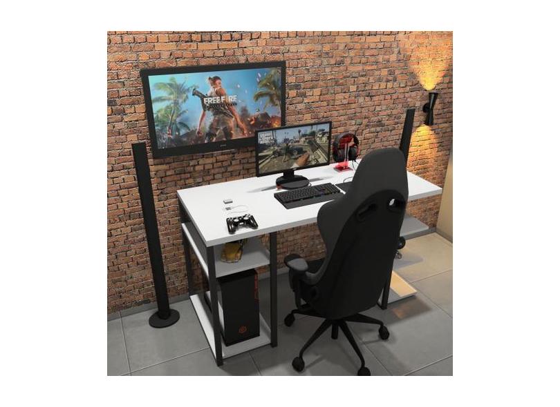 Mesa Gamer/escrivaninha Estilo Industrial, Branca G-0021 - Lenna Móvei