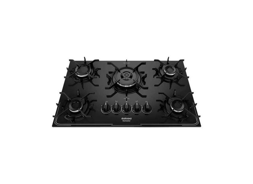Cooktop 5 Bocas Itatiaia Itamaster Vidro Temperado Gás Tripla Chama 5Q