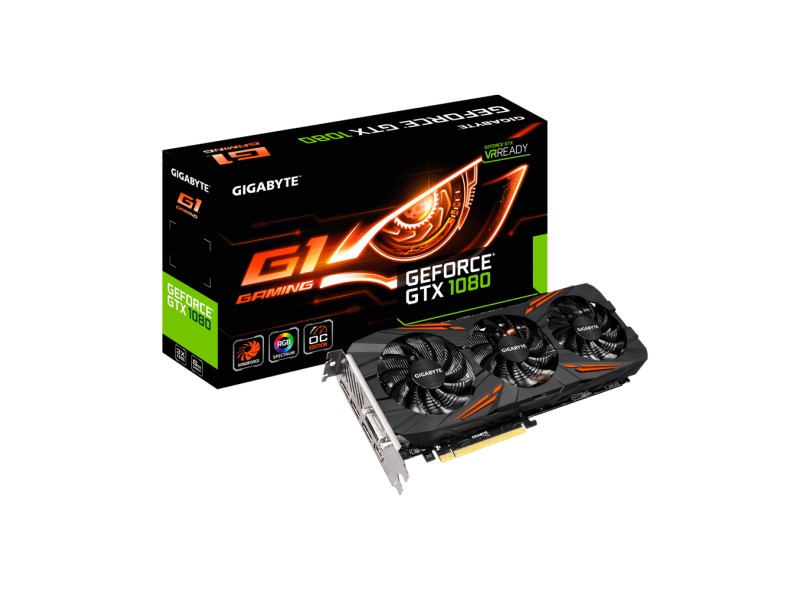 Placa de Video NVIDIA GeForce GTX 1080 8 GB GDDR5X 256 Bits Gigabyte GV-N1080G1 GAMING-8GD