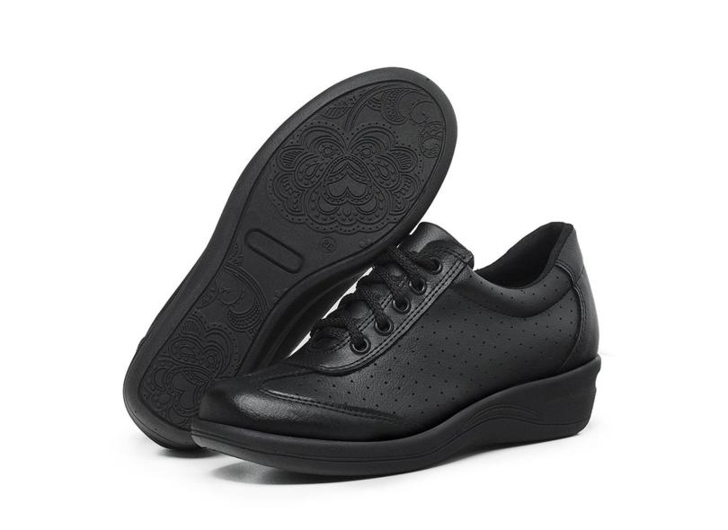 Tenis Ortopédico Conforto com Cadarço Feminino Preto feminino com o ...