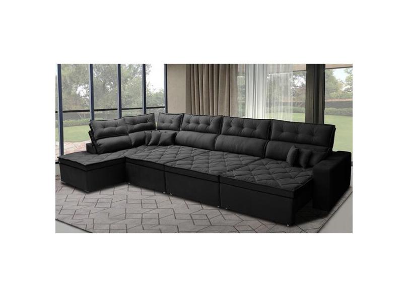 Sof De Canto 4,80x2,36m Retr til E Reclin vel Com Molas Cama com o ...