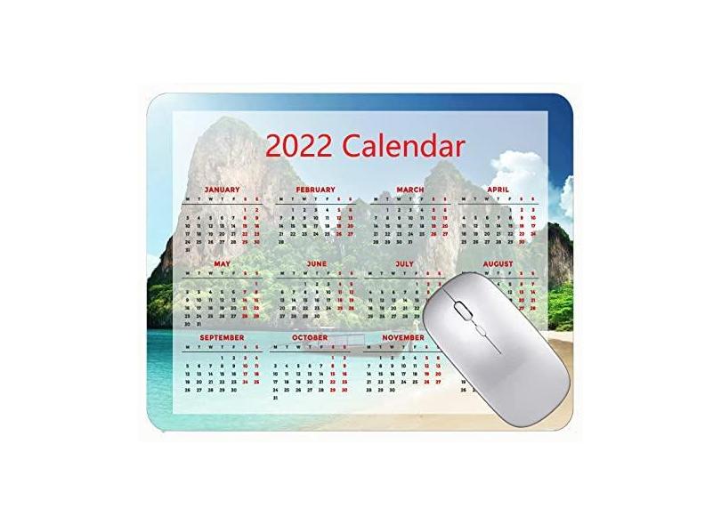 Mouse pad para jogos com calendário 2022, tapete para mouse pad tailândia praia barco mar