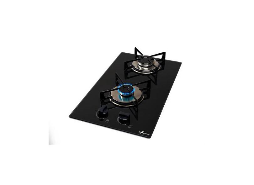Cooktop à Gás Fischer 2 Bocas com Supervisor de Chama Preto, Bivolt