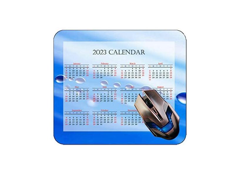 Mouse pad para jogos com calendário de ano 2022 com feriado, tapete de mouse para jogos com folhas de céu claro