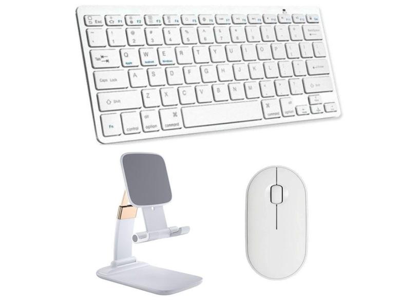 Teclado e Mouse Bluetooth, Suporte para Galaxy Tab A 10.5' T590/T595 - Branco