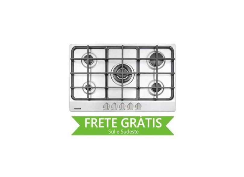 Cooktop 5 Bocas a Gás New Penta em Aço Inox e Trempes em Ferro Fundido