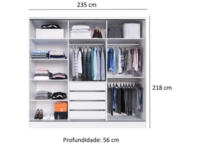 Guarda-Roupa Casal 3 Portas 4 Gavetas com Espelho London 3E Espresso Moveis
