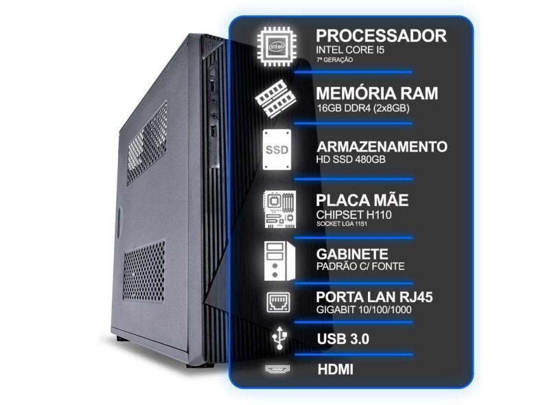Desktop Intel Core I5 7ª Geração 16Gb SSD 480Gb